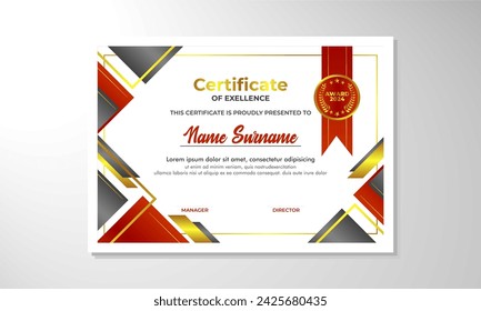 Plantilla de certificado con diseño limpio profesional. Ilustración vectorial. Certificado de logro abstracto decoración de textura geométrica
