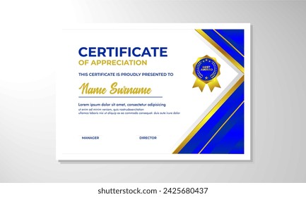 Certificate template with professional clean design. Vector illustration. Certificate of achievement abstract geometric texture decoration