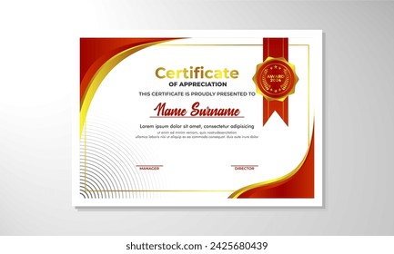 Certificate template with professional clean design. Vector illustration. Certificate of achievement abstract geometric texture decoration