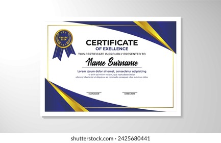 Certificate template with professional clean design. Vector illustration. Certificate of achievement abstract geometric texture decoration