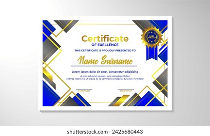 Plantilla de certificado con diseño limpio profesional. Ilustración vectorial. Certificado de logro abstracto decoración de textura geométrica