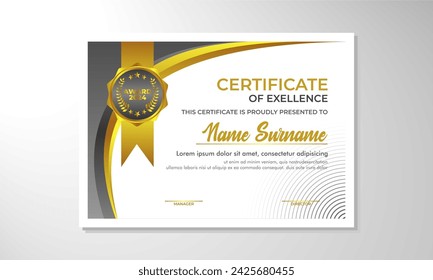 Certificate template with professional clean design. Vector illustration. Certificate of achievement abstract geometric texture decoration
