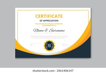 Certificate template with professional clean design. Vector illustration on EPS10