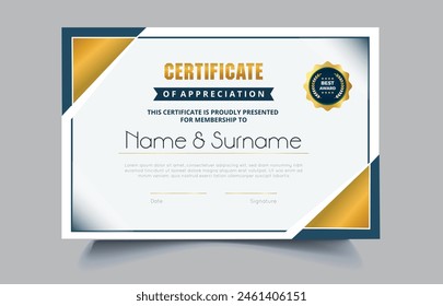 Certificado de Plantilla con diseño limpio profesional. Ilustración vectorial en EPS10
