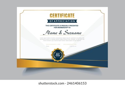 Certificado de Plantilla con diseño limpio profesional. Ilustración vectorial en EPS10
