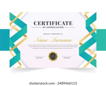 Certificate template with professional clean design. Vector illustration. Certificate of achievement abstract geometric texture decoration for multi-purpose business or education needs