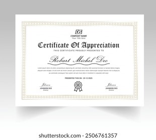 Certificate template with professional clean design. Vector illustration. Certificate of achievement abstract geometric texture decoration for multi-purpos