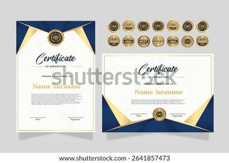 Certificate template with professional clean design. Vector illustration. Certificate of achievement abstract geometric texture decoration for multi-purpose business or education needs