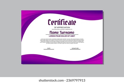 a certificate template with a purple background and a gold medal.