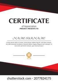 plantilla de certificado color de retrato de oro rojo y negro galardonados elegante simple y lujoso vector moderno