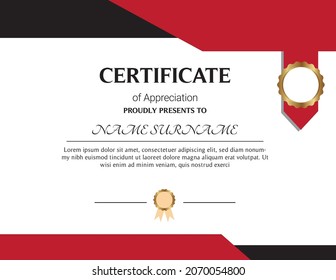 certificate template red color awards elegant simple luxury modern vector 