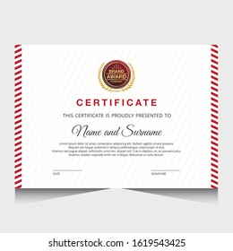 Certificate template with red and fold color.It is suitable for companies, universities, schools, courses.