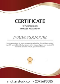 plantilla de certificado color rojo de imagen premios elegante simple y lujoso vector moderno