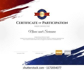 Certificate template in rugby sport theme with border frame, Diploma design