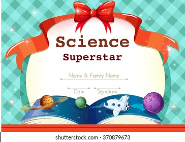 Certificate Template With Science Theme Illustration