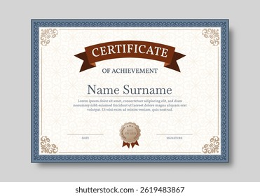 Certificate template set. Collection of modern and luxury diplomas with badge vector illustration