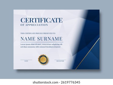 Certificate template set. Collection of modern and luxury diplomas with badge vector illustration