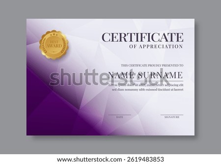 Certificate template set. Collection of modern and luxury diplomas with badge vector illustration