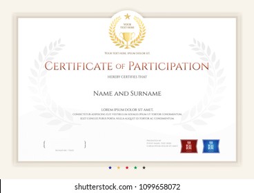 Certificate template in sport theme with border frame, Diploma design