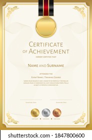 Certificate template in sport theme with border frame, Diploma design