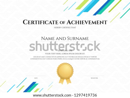 Certificate template in sport theme with watermark background, Diploma design
