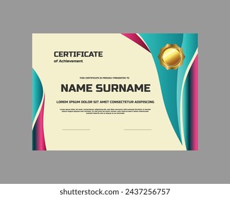 Plantilla de certificado con textura de fondo vibrante moderno