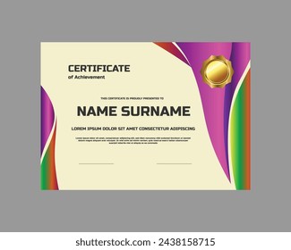 Certificate template with texture modern vibrant concept