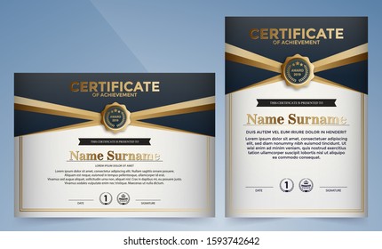 Certificate template with textured dark background, diploma, Vector illustration
