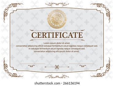 Plantilla de certificado, diseño de certificado de arte tailandés.