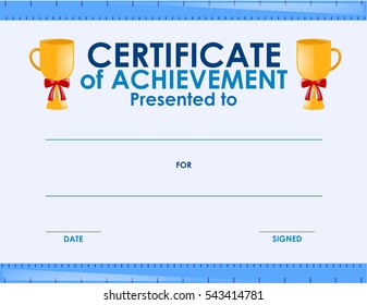 Certificate template with two trophies illustration