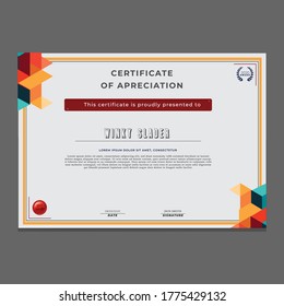 vector de plantilla de certificado con diseño geométrico abstracto