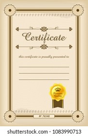 Certificate template. Certificate template in vector for achievement graduation completion. 