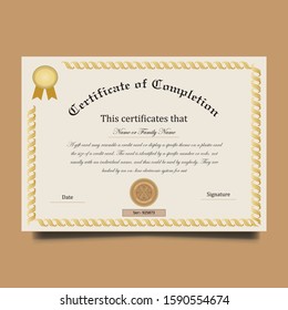 Certificate template in vector for achievement graduation completion