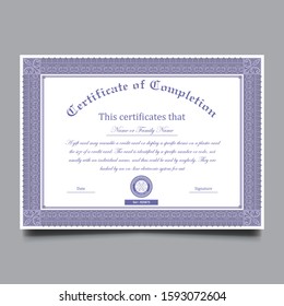 Certificate template in vector for achievement graduation completion.