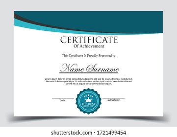 Certificate template in vector for achievement graduation completion