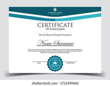 Certificate template in vector for achievement graduation completion