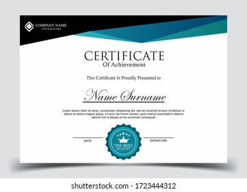 Certificate template in vector for achievement graduation completion