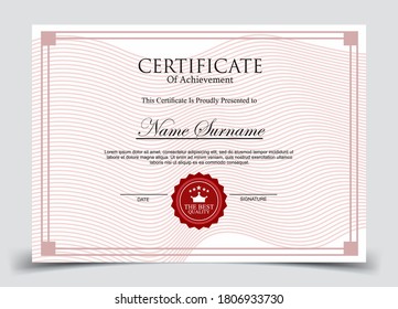 Certificate template in vector for achievement graduation completion