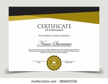 Certificate template in vector for achievement graduation completion