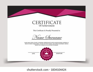 Plantilla de certificado en vector para la finalización de la graduación de los logros