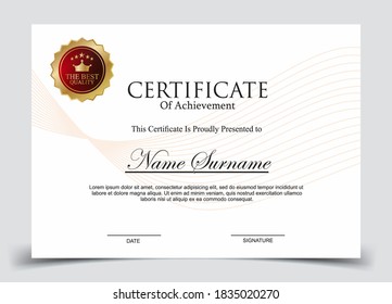 Plantilla de certificado en vector para la finalización de la graduación de los logros