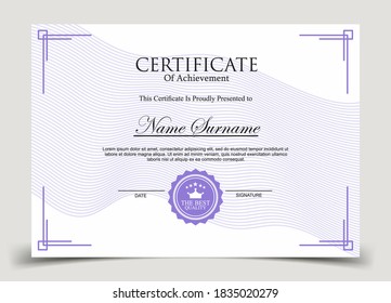 Certificate template in vector for achievement graduation completion