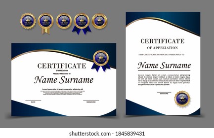 Plantilla de certificado en vector para la finalización de la graduación de los logros