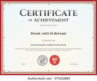 Certificate template in vector for achievement graduation completion