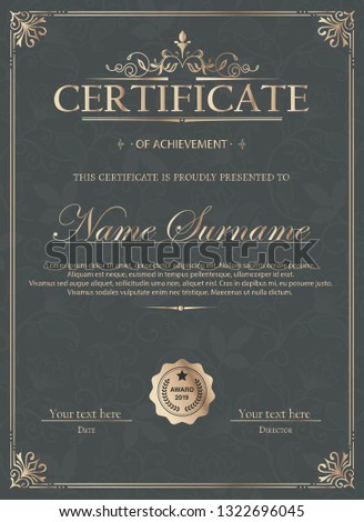 Certificate template in vector for achievement graduation completion.