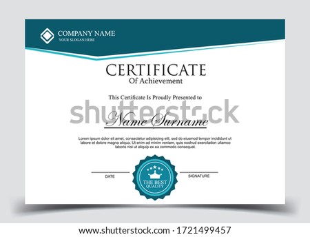 Certificate template in vector for achievement graduation completion