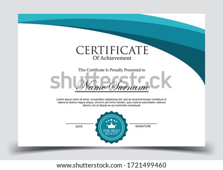 Certificate template in vector for achievement graduation completion