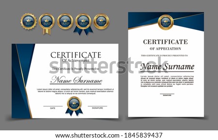 Certificate template in vector for achievement graduation completion