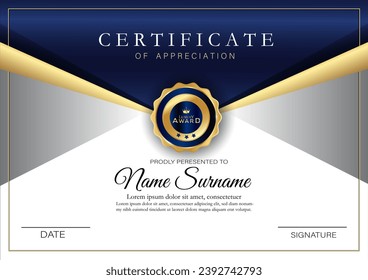 A certificate template  with vector clean style, modern certificate card template editable