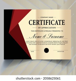Certificate template in vector, gold and blue color, Certificate border template with luxury and modern line pattern